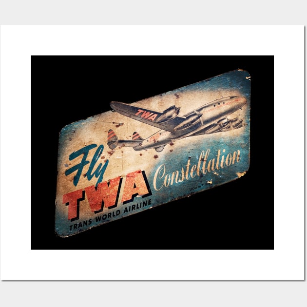 Authentic Vintage Fly TWA Constellation Luggage Sticker Wall Art by offsetvinylfilm